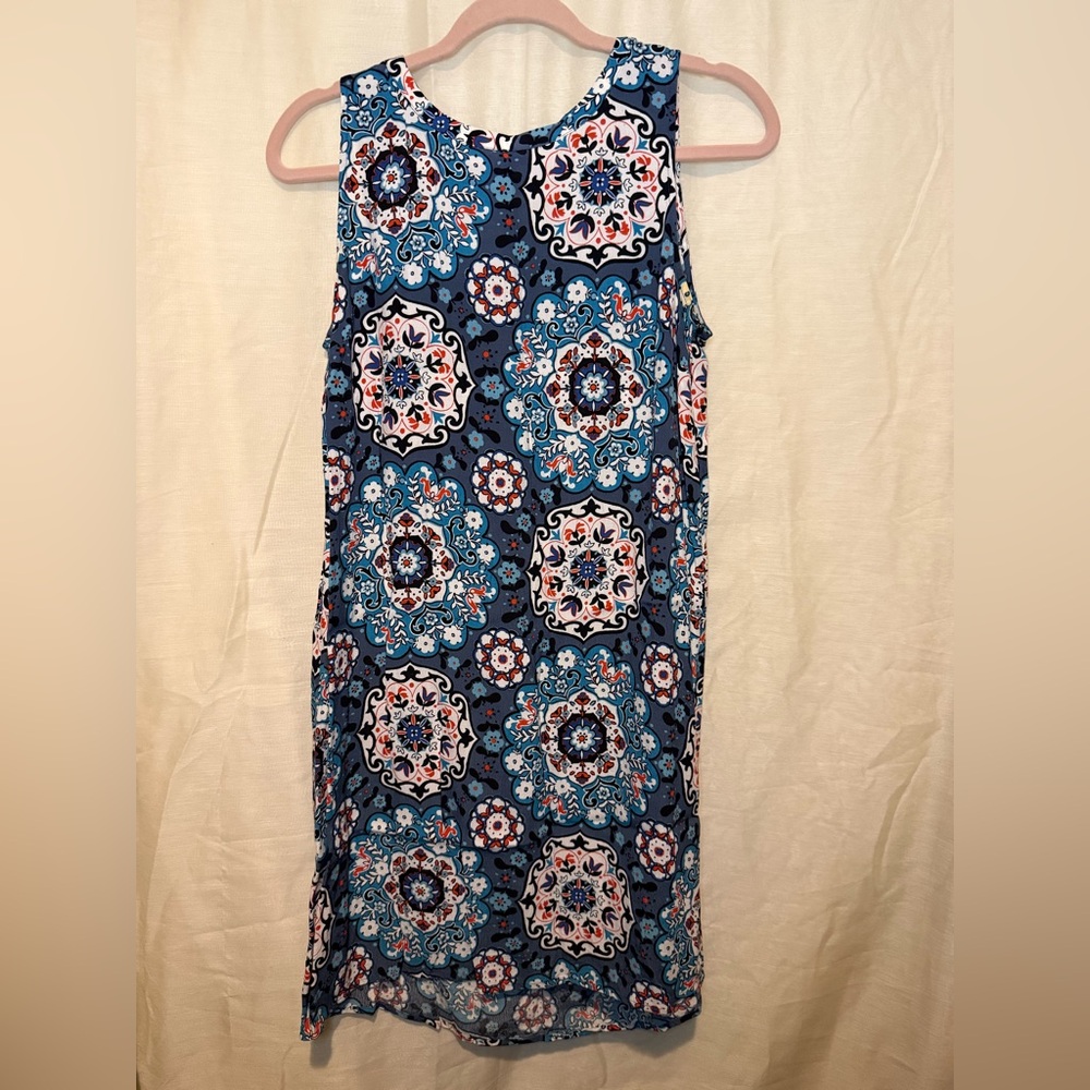 LOFT Floral Blue and White Dress